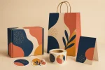 Printed packaging, shopping bag, labels, stickers and a display sign